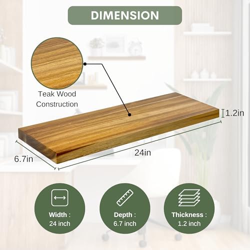 Teak Wood Floating Shelves Perfect - Image 3