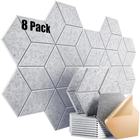 8 Pack Self-Adhesive Acoustic Panels 12" X 10" X 0.4" by Dailycooper