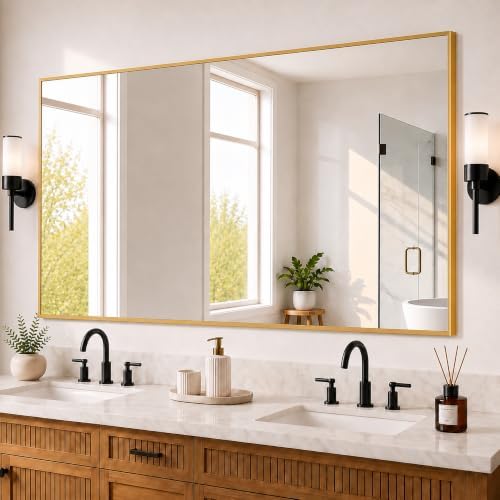 Bathroom Vanity Mirror for Over Sink, 55x30 Inch Matte Gold Mirror by Unknown