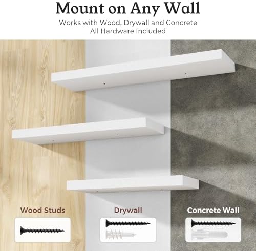36" White Floating Shelves Wood Wall Shelf - Image 6