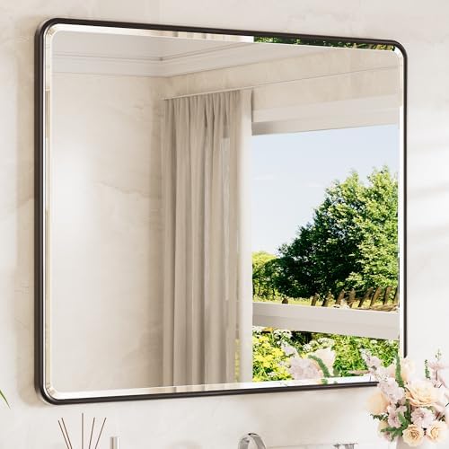 TETOTE Black Mirrors for Over Sink 42 x 36 Beveled Edge Tempered Glass by TETOTE