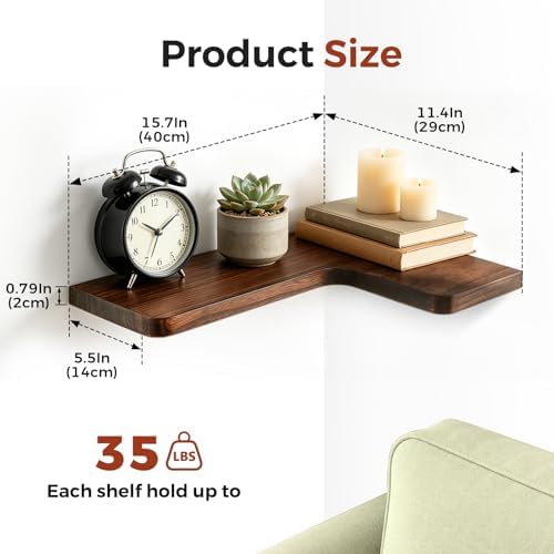 Solid Wood Corner Floating Shelves - Image 3