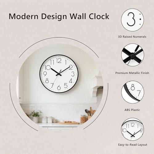 DAXSMY Wall Clock 8 Inch White Decorative, Battery Operated Silent - Image 4