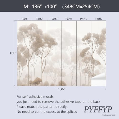 PYFFYP-Vintage Beige Jungle Peel and Stick Wallpaper murals - Image 5