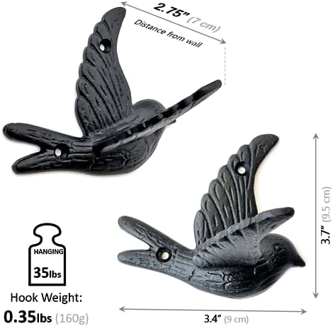 Ambipolar Flying Bird Iron Cast Decorative Bird Wall Mounted Coat Hooks - Image 3