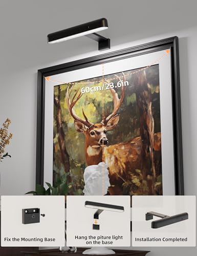 Picture Light for Wall, Cordless Rechargeable Picture Light, 3 Pack Black - Image 5