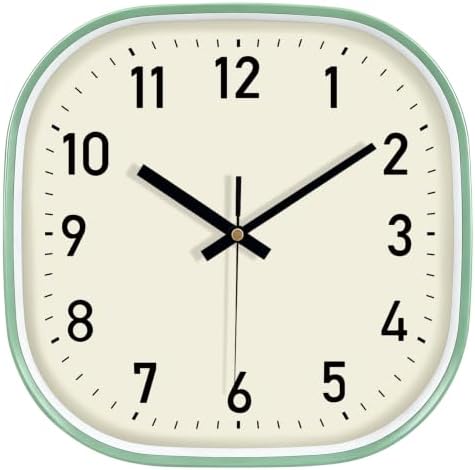 12" Square Analog Wall Clock, Silent Clock by MABPEDO