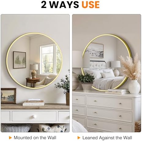 TRAHOME Gold Round Bathroom Mirror, 2 Pack 22” Vanity Circle Wall Mirror - Image 7
