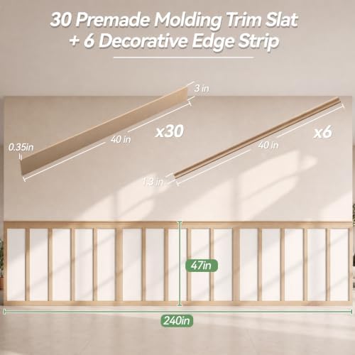 240'' L X 47'' W MDF Board and Batten Wall Panel Kits Paintable - Image 3