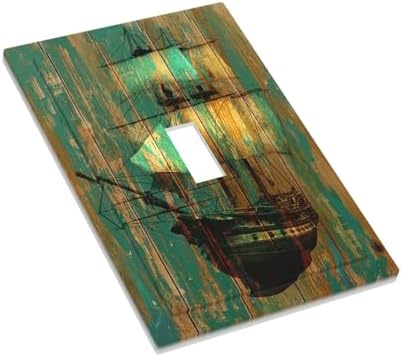 Decorative Light Switch Cover Rustic Green Wood Grain Sailboat 1 Gang Single - Image 3