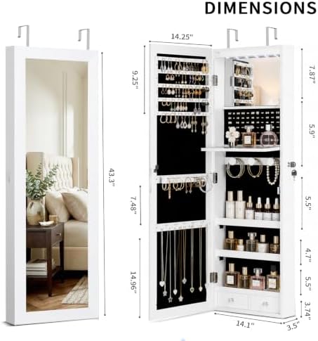 Over the Door Jewelry Organizer, Wall Mounted Jewelry Cabinet - Image 4