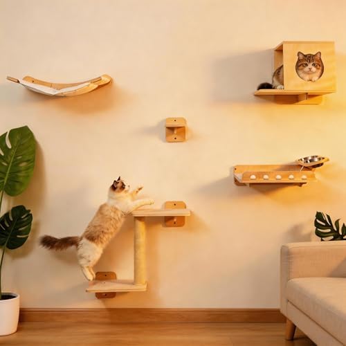 8-in-1 Cat Wall Shelves for Large Cats, Wall Mounted Cat Furniture by BuyNow