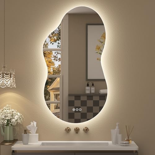 20x36 Inch Irregular Backlit Led Lighted Vanity Mirror by CHARMOR