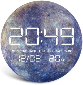 Digital Wall Clock, LED Mercury Design, Temperature Display by HOMLOVEHOME