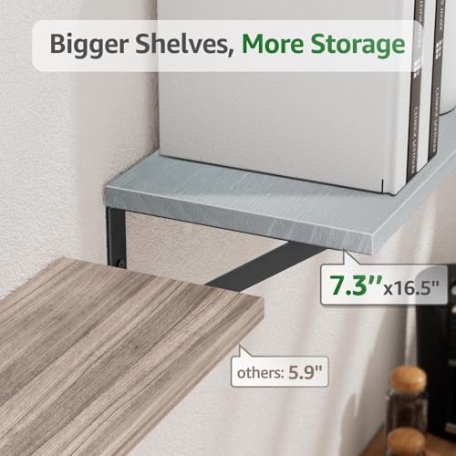COCOYA Wall Shelves 7.3" Deep Solid Paulownia Wood - Image 6