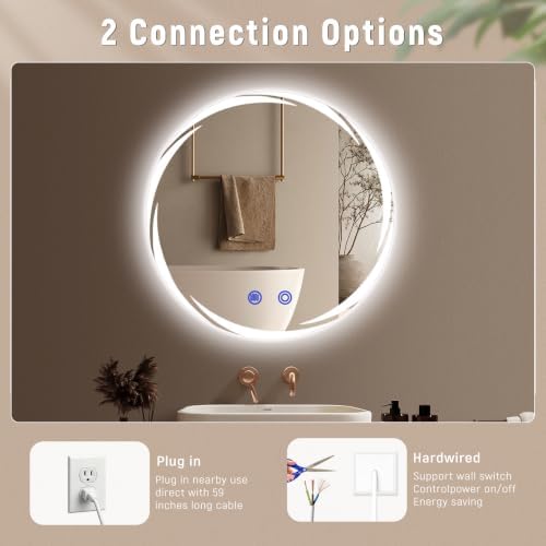 32“ x 32” LED Bathroom Smart Mirror- Anti-Fog, Round Mirror - Image 6