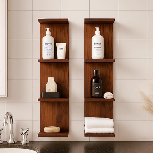 4 Tier Wall Shelf Unit, Vertical Column Floating Storage Home Decor Organizer - Image 7
