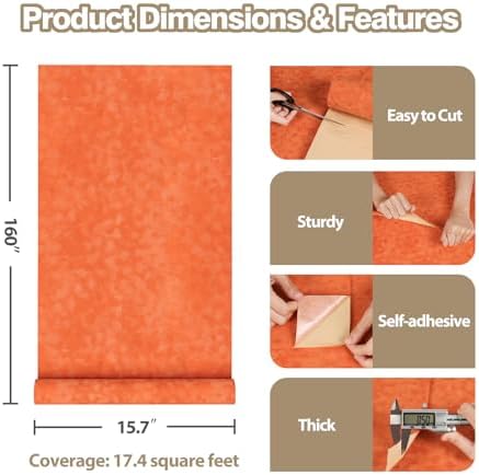 Orange Velvet Flocking Liner Self Adhesive Felt Drawer Liner - Image 3