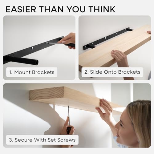 Homeforia 16 Inch DIY Floating Shelves, High-End Solid Pine Wood - Image 5