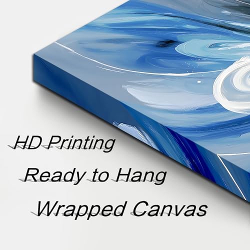 Blue White and Gray Abstract Canvas Wall Art - Image 7