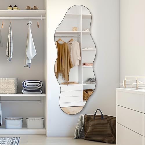 QDSSDECO 63" x 24" Full Length Mirror Irregular Wavy Mirror - Image 6