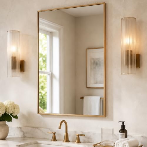 24 x 36 Inch Champagne Bronze Bathroom Vanity Mirror by Pocetry