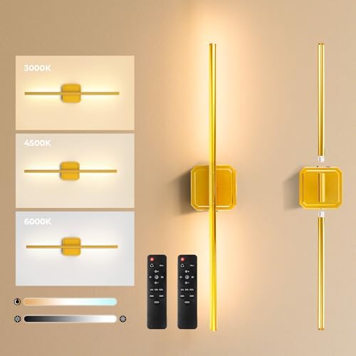Battery Operated Wall Sconces Set of 2 Detachable 360°Rotate Dimmable by GvvooHome