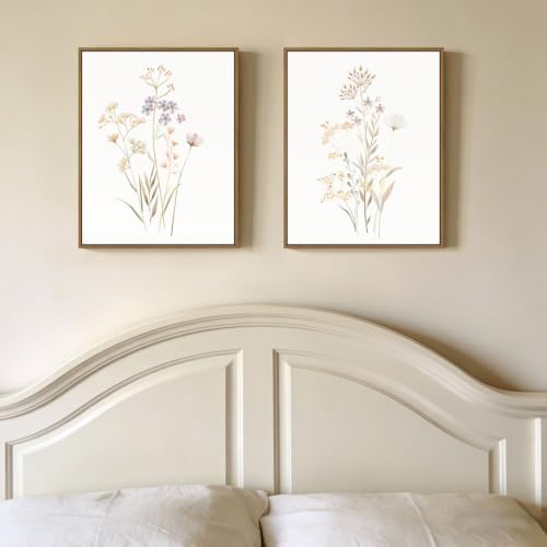 Neutral Botanical Floral Wall Art Framed Pastel Flowers Picture, 11x14 Inch - Image 5