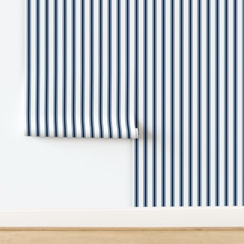 Spoonflower Navy Stripe French Peel and Stick Removable Wallpaper - Image 4