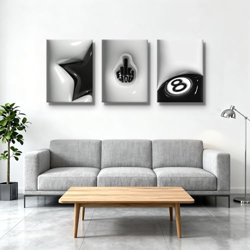 3Pcs Framed Lucky 8 Ball Wall Art, 16x24 Inch - Image 3
