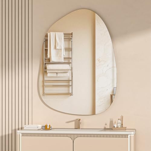 Hasipu 40"x30" Irregular Wall Mirror Frameless Asymmetrical Mirror by Whatssuitableisthebest