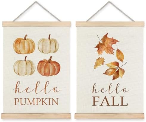 Supwhd Hello Pumpkin Fall Leaf Wall Art by Homedecoration