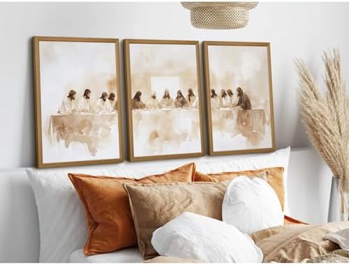 Jesus Wall Art Set of 3 Last Supper Wall Decor Christian Canvas Wall Art - Image 7