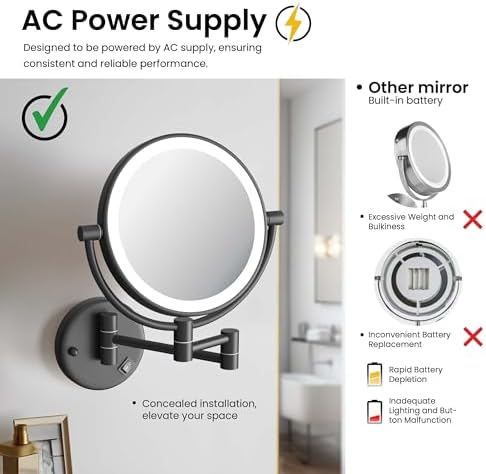 KIBI Circular Wall Mount Makeup Mirror - Image 5