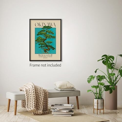 enttgo Japanese Canvas Wall Art Okinawa Prints Retro Japanese Bonsai Tree - Image 5