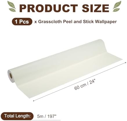 uxcell Grasscloth Linen Textured 60cmx5m/24x197 Thicker Peel Light Green - Image 2