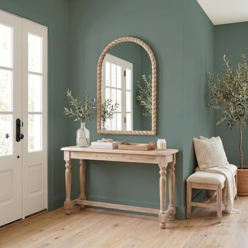 36"x24" Arched Solid Wood Farmhouse Decorative Wall Mirror - Image 6