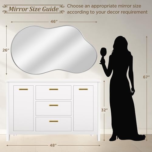 Bathroom Mirror for Over Sink-Silver Home Decor Wall Mirror 26"x 46" Single - Image 4
