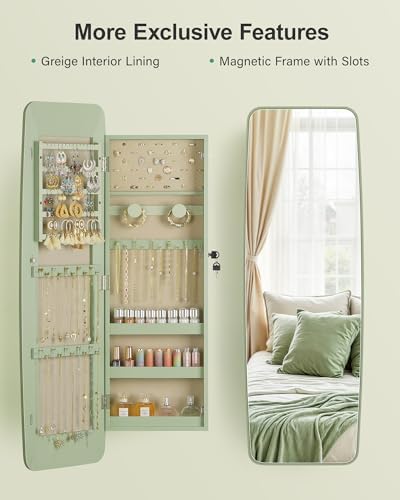 Nicetree Rounded Mirror Jewelry Cabinet, Wall Mounted - Image 3