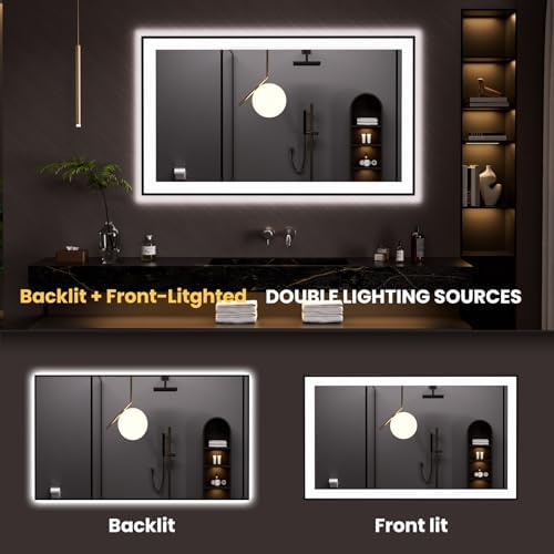 LOAAO 48"X28" LED Bathroom Mirror Black Framed - Image 5