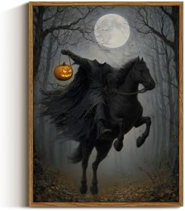 VIYYIEA Headless Horseman Halloween Wall Art 12x16 Inch Framed Canvas, Gothic by VIYYIEAART