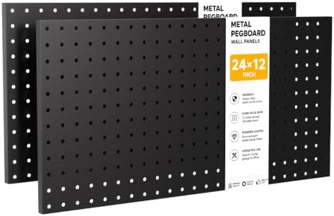 LiSHELF 2 Pack Metal Pegboard Panels, 12 x 24 Inch Heavy Duty Wall Peg Board by Unknown