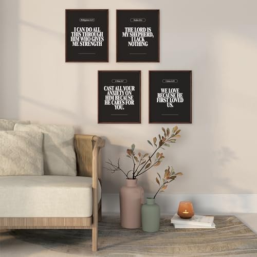 Locomiss Black Christian Modern Bible Verse Wall Art Decor Posters - Image 5