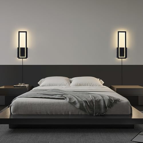 Plug in Wall Sconce Set of 2 Modern Indoor Wall Mount Light 3000K Warm Light - Image 7