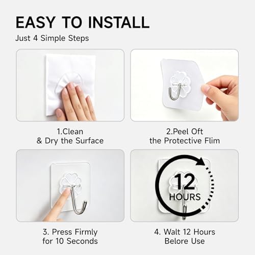 16 Pack Crystal Clear Adhesive Hooks - Image 6