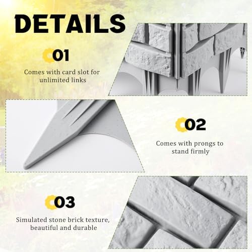 Landical 4 Pcs Gray Faux Stone Garden Fence, Landscape Edging Border - Image 3