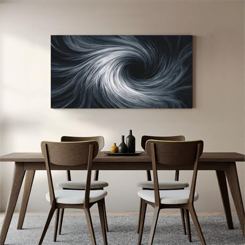 YISXINOAG Black White Abstract Wall Art Modern Spiral Painting 20"X40" - Image 6