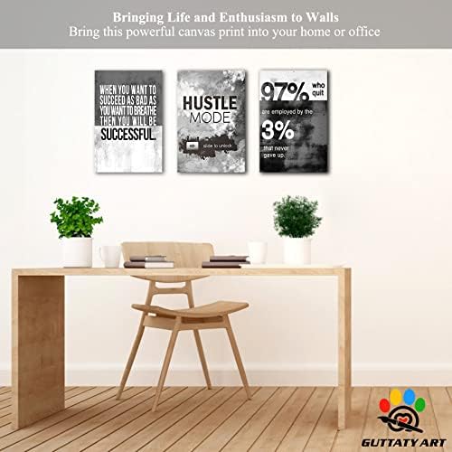 Office Wall Art-3 Panel Motivational Wall Art, Inspirational Quotes Canvas Art - Image 3