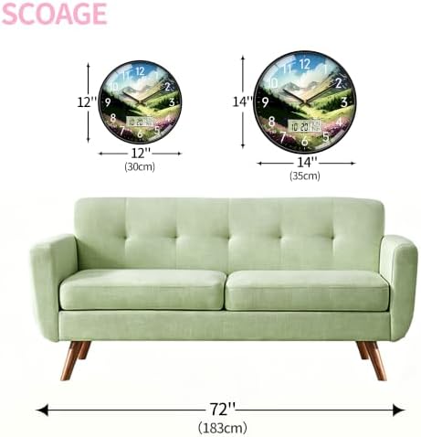 Valley Meadow Wall Clock, 14 Inch Analog and Digital Combo - Image 2