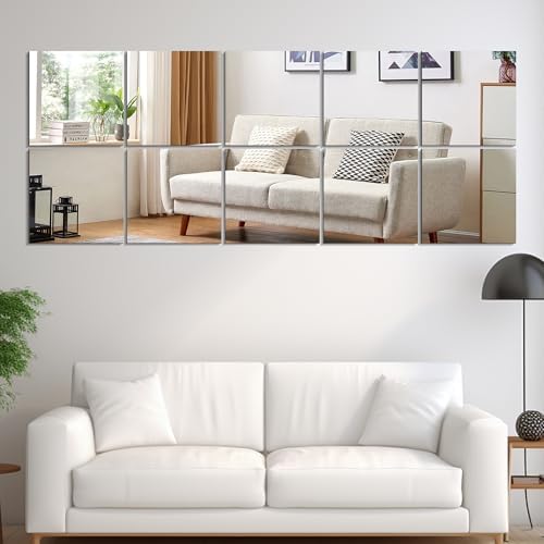 Vlush Sticky Mirror Tiles Fitness Full Length Mirror 11＂x11＂10 Pieces by Vlush